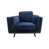 Single Seater Armchair Sofa Modern Lounge Accent Chair in Soft Blue Velvet with Wooden Frame