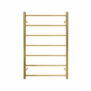 Commercial Round 7 Bar Brushed Gold PVD Heated Towel Rail