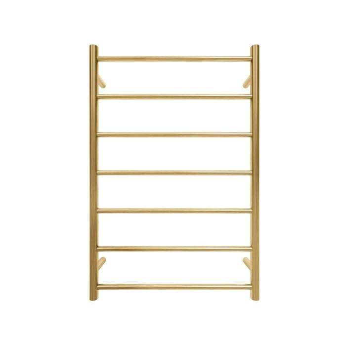 Commercial Round 7 Bar Brushed Gold PVD Heated Towel Rail
