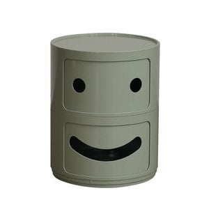 Catzon 2 Tier Smile Face Nightstand Round Bedside Table-Green