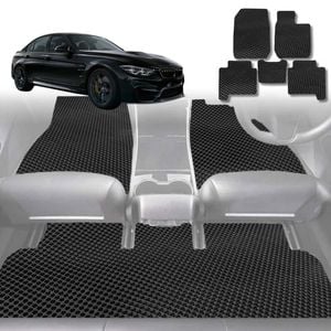 6D Diamond Car Floor Mats for BMW M3 (F80)2014-2019-Full Set-Black-Outback GT