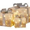 Christabelle 3 Piece Christmas Present Display Set with Lights - Champagne Finish