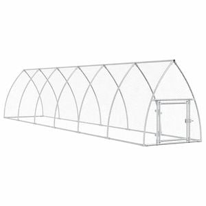 vidaXL Chicken Cage Hen House Poultry Coop Enclosure Silver Galvanised Steel 600x105x120 cm