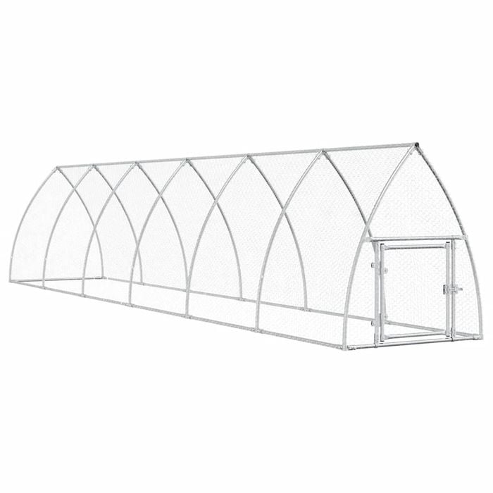 vidaXL Chicken Cage Hen House Poultry Coop Enclosure Silver Galvanised Steel 600x105x120 cm