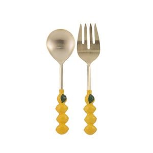 Ladelle Capri Lemon Salad Servers Reusable Spoon & Fork Kitchen Serving Tools