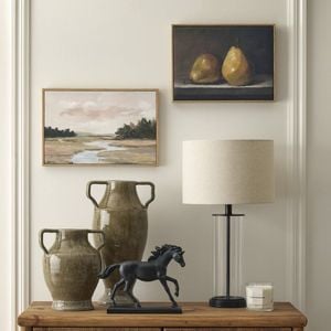 Society Home Chapel Table Lamp Black & Natural & Glass 34x34x61cm