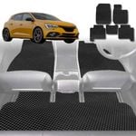 6D Diamond Car Floor Mats for Renault Megane R.S.2017-Current-Full Set-Black-Outback GT