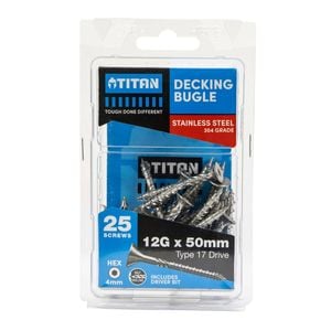 Titan 12G x 50mm 304 Stainless Steel Decking Bugle - 25 Pack