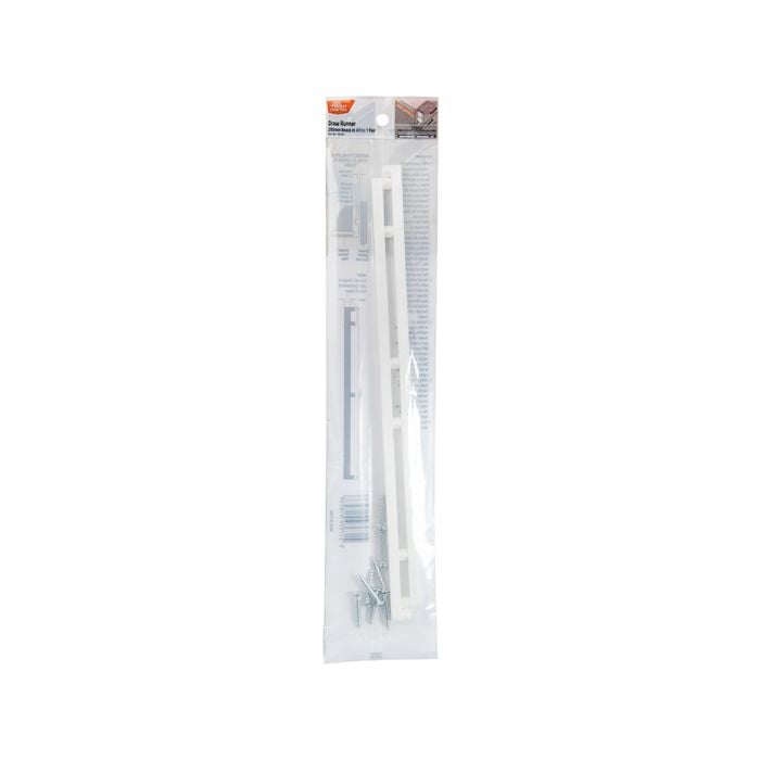 Taskmaster 295mm White Plastic Drawer Runner - 1 Pair - 295 x 9 x 7mm
