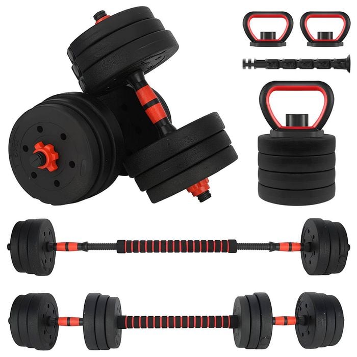 METEOR 20kg All-in-One Convertible Dumbbell Barbell Kettlebell Set