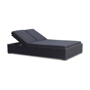 Outdoor Breeze Wicker Double Sun Lounge With Adjustable Back Rests - Charcoal
