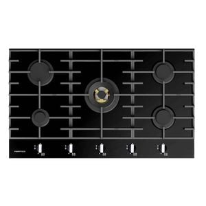Parmco 900mm 5 Burner Gas Black Glass Hob