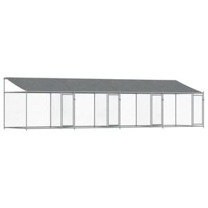 vidaXL Dog Cage with Roof and Doors Kennel Animal House Grey Galvanised Steel 8x2x2 m