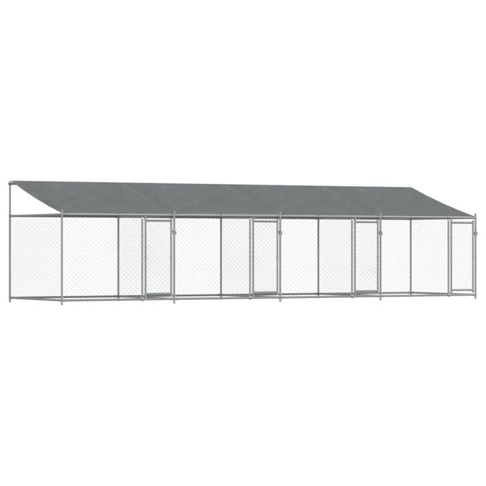 vidaXL Dog Cage with Roof and Doors Kennel Animal House Grey Galvanised Steel 8x2x2 m