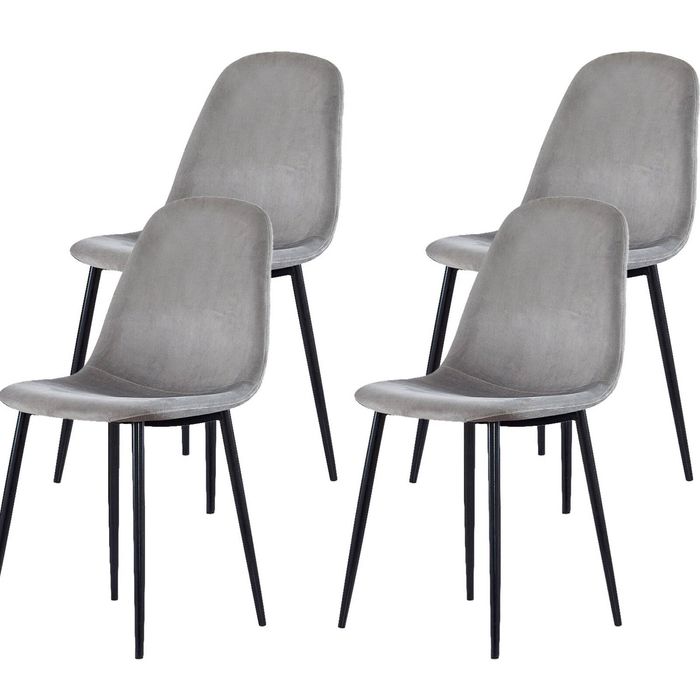 Velvet Dining Chair Dark Grey - Set of 4
