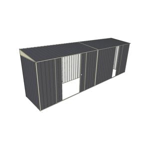 Build-A-Shed 1.2 x 6.0 x 2.0m Skillion Double with Single Sliding Side Doors Shed - Grey