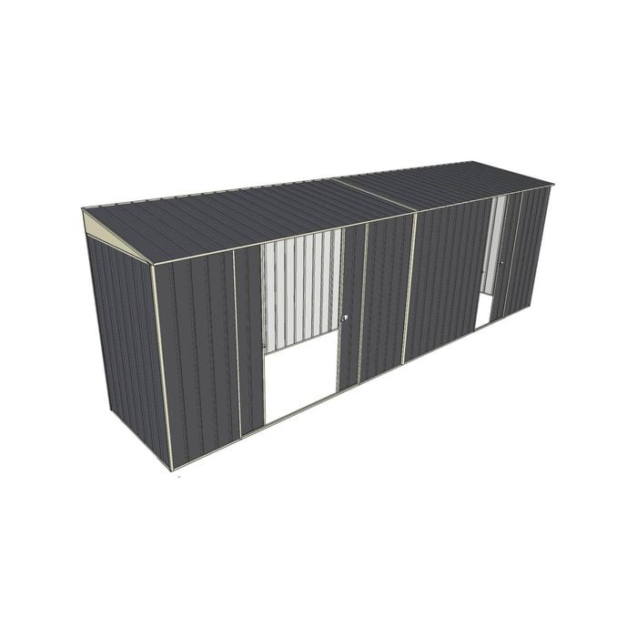 Build-A-Shed 1.2 x 6.0 x 2.0m Skillion Double with Single Sliding Side Doors Shed - Grey