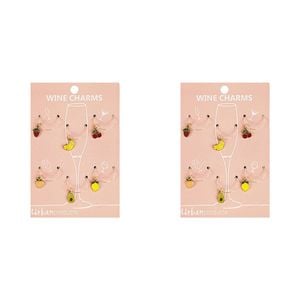 2x 6pc Urban Fruity 4cm Metal/Enamel Wine Charms Drink Tag