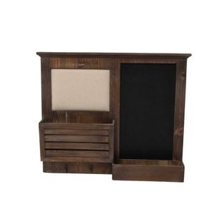 P&P Brown Wooden Wall Mounted Chalkboard Pinboard Organizer With Shelf Unit