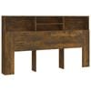 vidaXL Headboard Cabinet Home Organiser Bedroom Wall Bookcase Smoked oak 180 cm