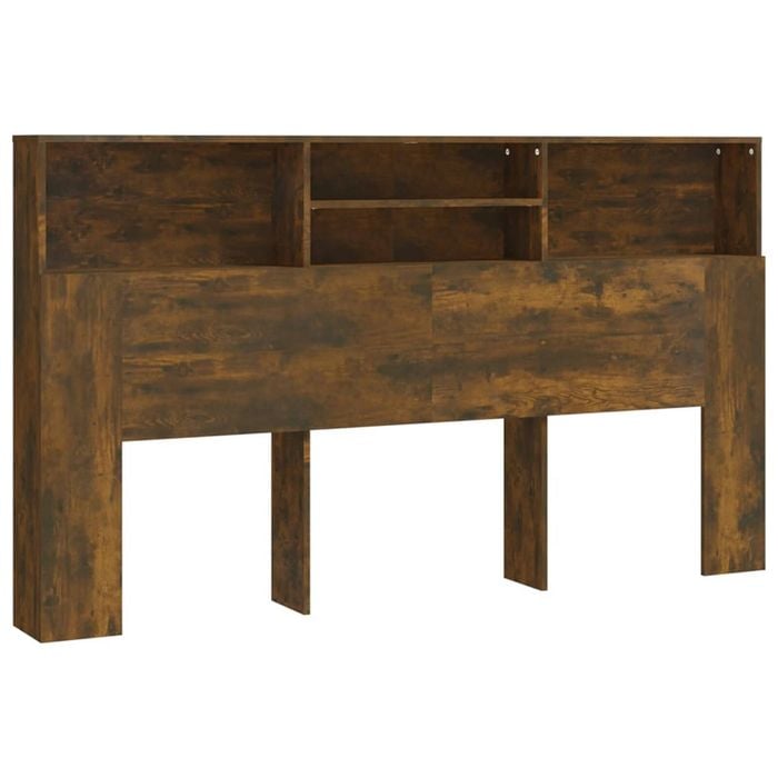 vidaXL Headboard Cabinet Home Organiser Bedroom Wall Bookcase Smoked oak 180 cm