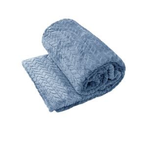 Home by Yatsal Herringbone Coral Fleece Blanket Throw Rug 150x200 cm Blue