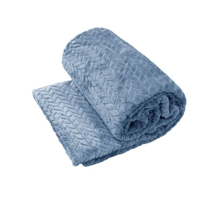Home by Yatsal Herringbone Coral Fleece Blanket Throw Rug 150x200 cm Blue