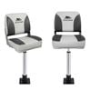 Seamanship 2X Folding Boat Seats with 2X Pedestals 55–75cm Marine Swivel 13cm Padding Charcoal