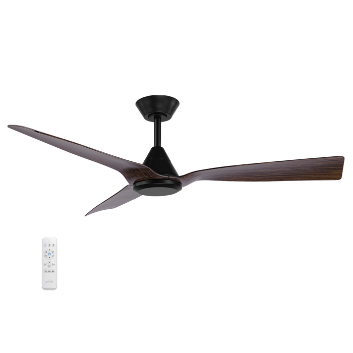Four Seasons Living > Ventura 52" DC Ceiling Fan with Remote Control > Matt Black / Walnut