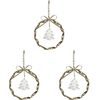 3x LVD Metal/Beads Twist Wreath Tree Hanging Ornament Home Decor Lrg Gold/White