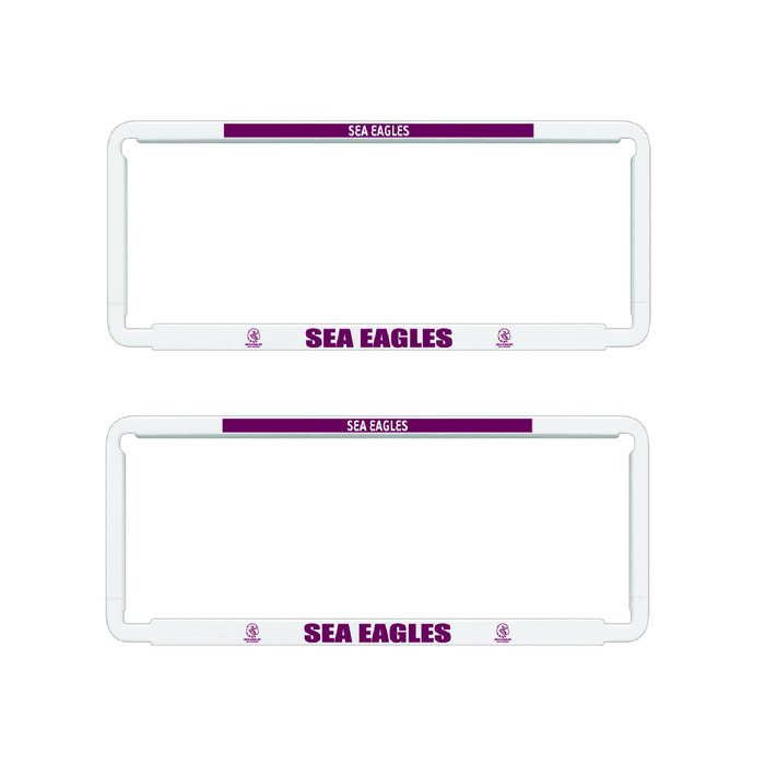 2x OFFICIAL NRL Manly Sea Eagles Car Number Plate Frame Cover Surround New Logo