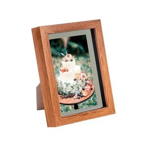 Nicola Spring Acrylic 3D Box Photo Frame with 4" x 6" Mount - 5" x 7"  - Dark Wood