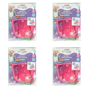 4x 2pc Topchef Kids Water Resistant Baking Apron and Chef Hat Set Assorted