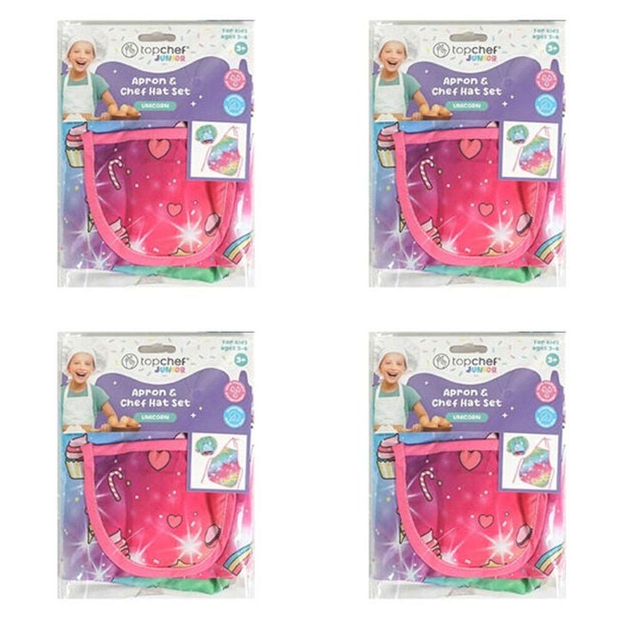 4x 2pc Topchef Kids Water Resistant Baking Apron and Chef Hat Set Assorted