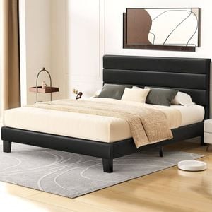 ALFORDSON Bed Frame Double Black Leather