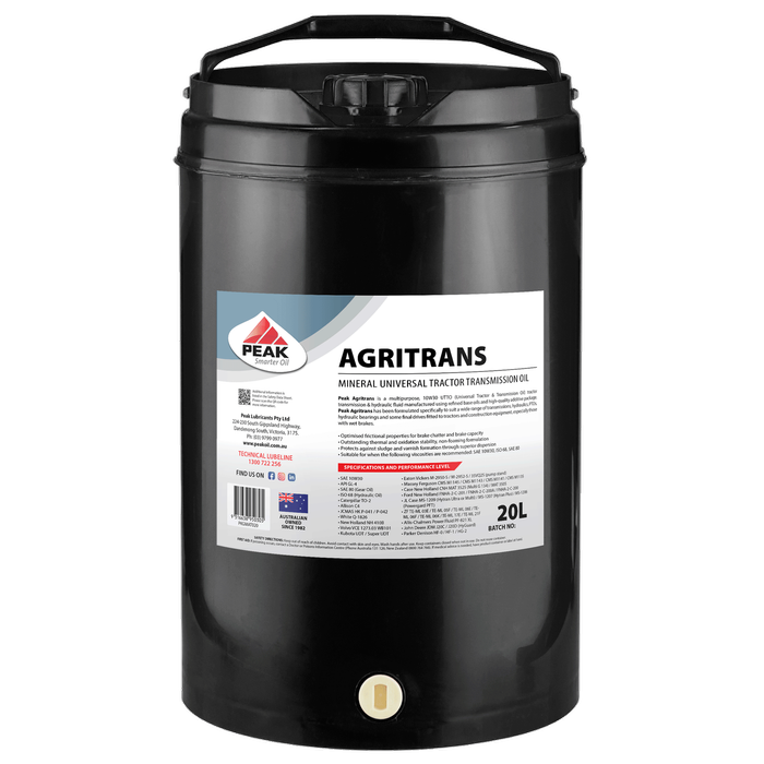 Peak 20L Agritrans Mineral Universal Tractor Transmission Oil