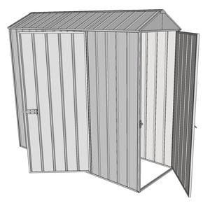 Build-a-Shed 0.8 x 2.3 x 2.1m Gable Single Hinged Door Shed with Single Hinged Side Door - Zinc