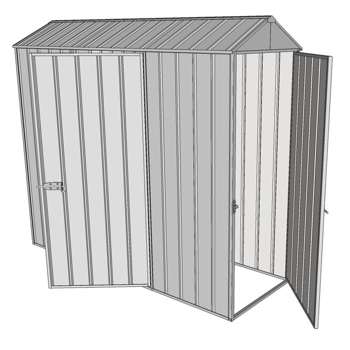 Build-a-Shed 0.8 x 2.3 x 2.1m Gable Single Hinged Door Shed with Single Hinged Side Door - Zinc