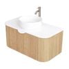 CIBO 900mm White Oak Ripple Luxe Vanity With Solid Surface Top & White Basin