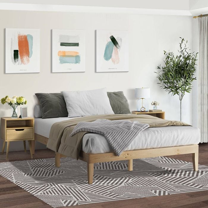 Oikiture Bed Frame Double Size Wooden Pine Timber Bedroom Furniture