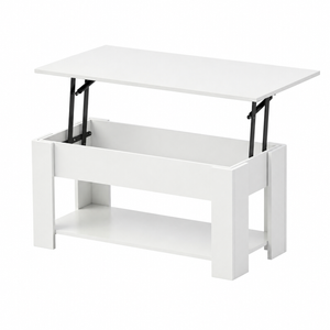 Roomo Lift Top Coffee Table with Hidden Storage, Modern White Coffee Table with Lift-Top & Storage Shelf