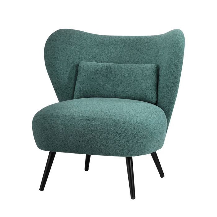 Oikiture Armchair Lounge Chair with Lumbar Pillow Wingback Polyester linen Green