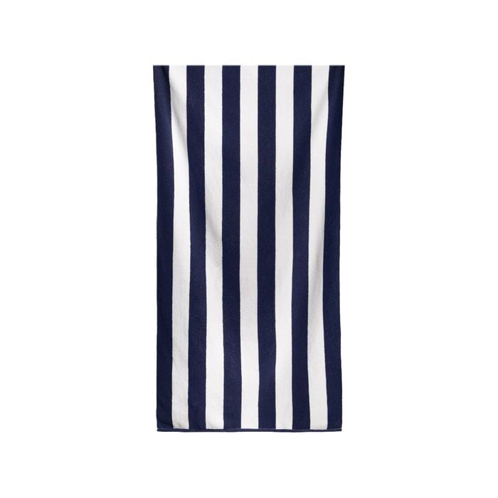 Canningvale Striped Cabana 160cm Cotton Terry Beach Towel Navy