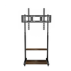 P&P Black Industrial Heavy Duty TV Floor Stand with 2 Tier Shelves & Wheels for TVs Up to 100"
