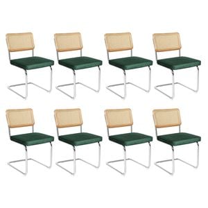 Levede 8pcs Replica Cesca Velvet Cantilever Dining Chairs - Green
