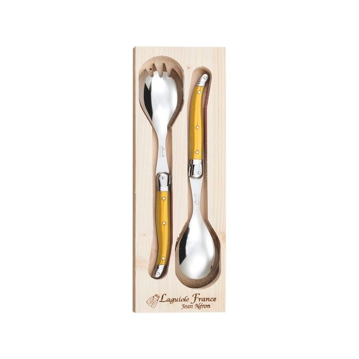 Laguiole Jean Neron Salad Server Set - Yellow