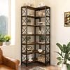 Oakory 200 Cm Corner Bookshelf 7-tier With Matte Black Metal Frame And X-bar Design Space-saving