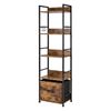Levede Bookshelf Narrow Bookcase 5 Tier Storage with Drawer Living Room Brown