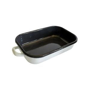 Urban Style Enamelware 2.2L Baking Dish w/ Black Rim - White/Charcoal