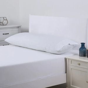 CottonMore 350TC Plain White Cotton Body Pillowcase 48x150cm